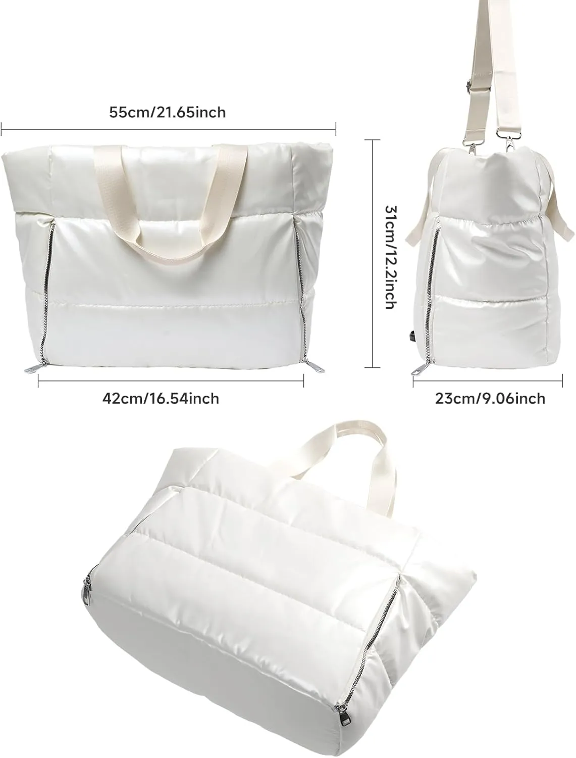 Yoga Bag for Women Quilted Puffer Cloud Large Travel Tote Bag Shoulder Duffle Handbag Puffy Lattice Satchel Yoga Walk…