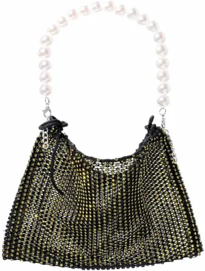 Yokawe Mini Rhinestone Purses for Women Evening Handbags Sparkly Mesh Cell Phone Wallet for Vacation Club Party Wedding