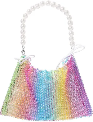 Yokawe Mini Rhinestone Purses for Women Evening Handbags Sparkly Mesh Cell Phone Wallet for Vacation Club Party Wedding