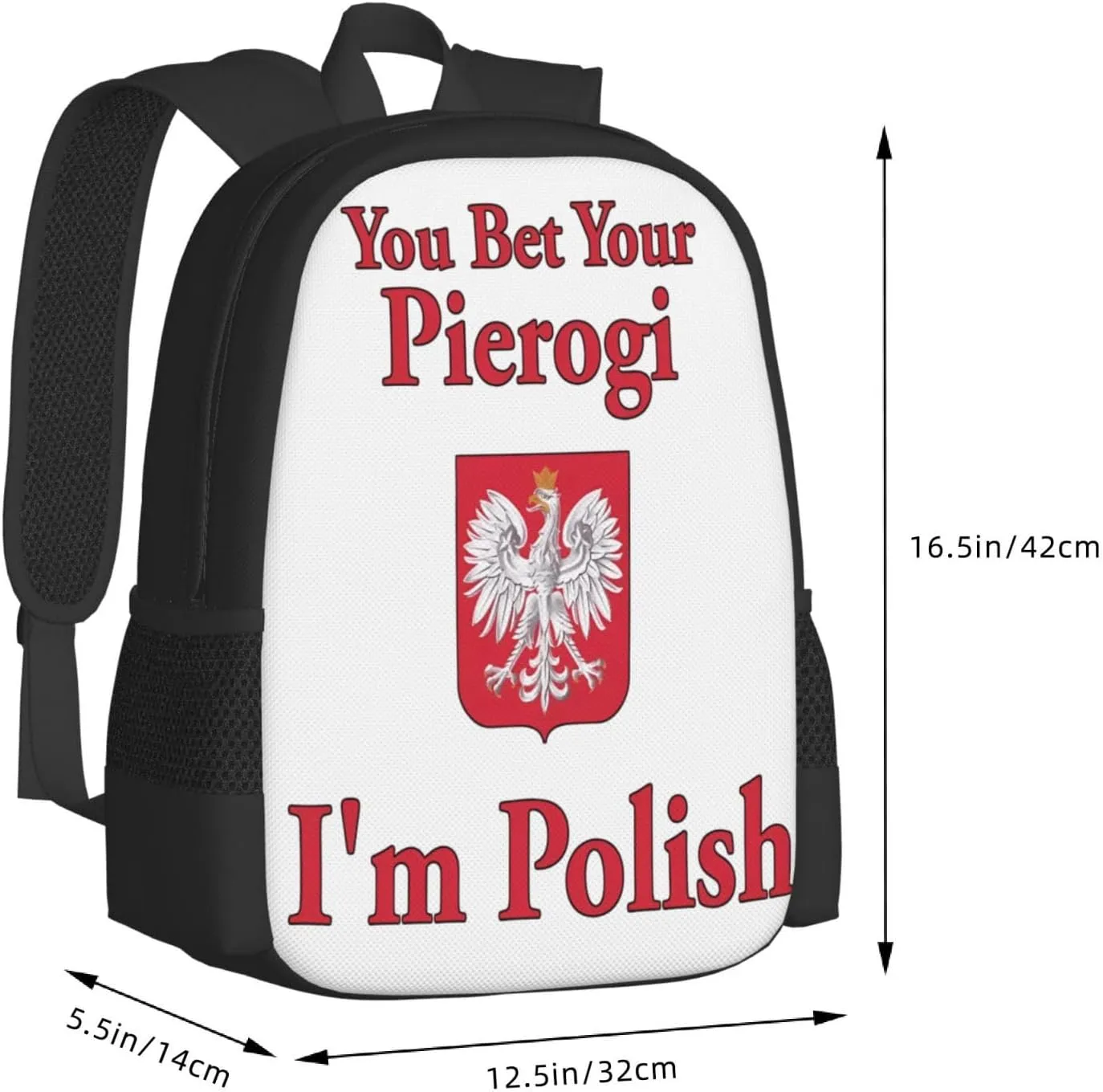 You Bet Your Pierogi I'm Polish Casual Backpacks Large Capacity Backpack Laptop Rucksack Sport Daypack Commuter Bags with Adjustable Strap for Traveling Camping