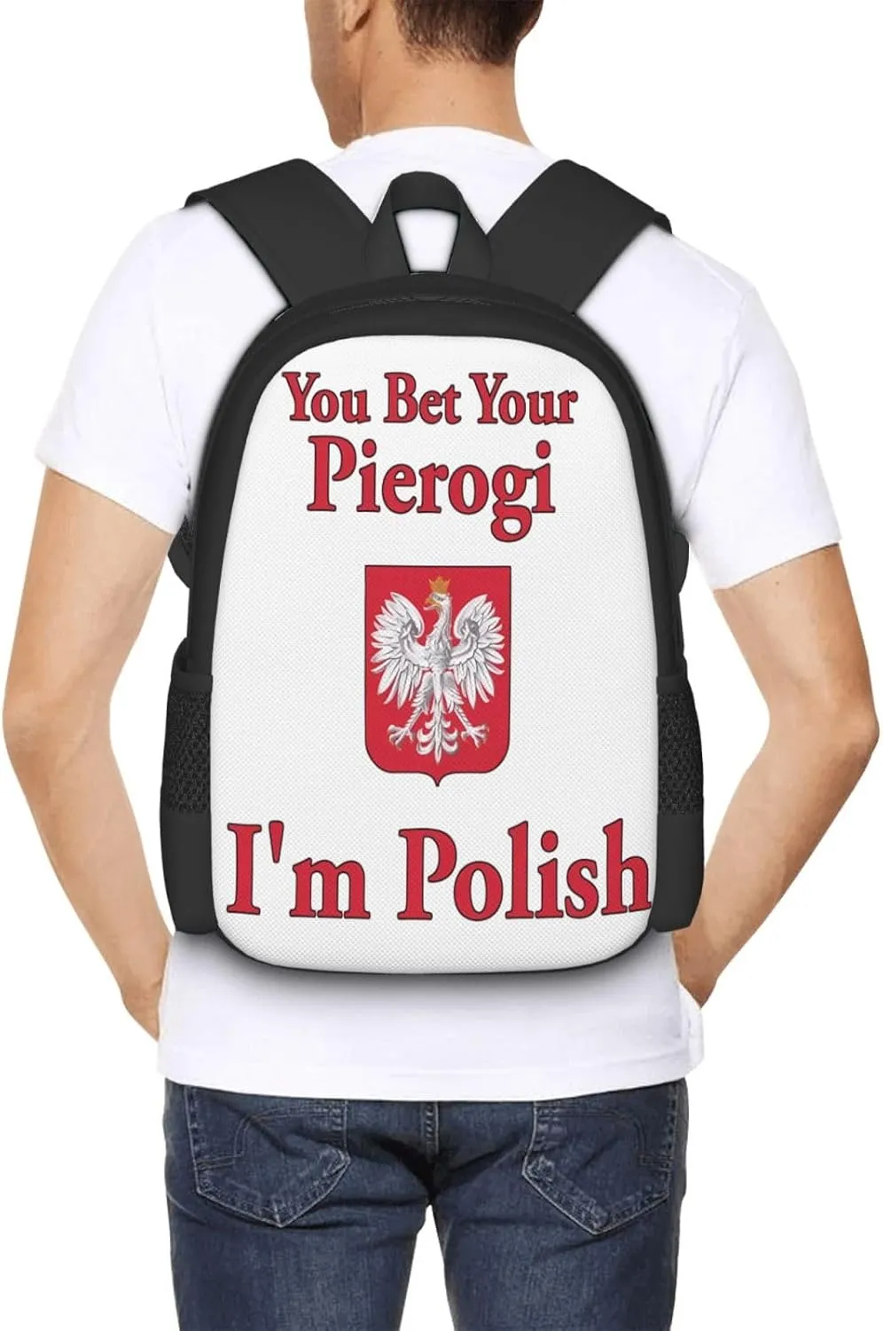 You Bet Your Pierogi I'm Polish Casual Backpacks Large Capacity Backpack Laptop Rucksack Sport Daypack Commuter Bags with Adjustable Strap for Traveling Camping