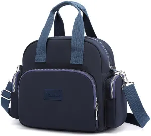 YouNuo Multipurpose Women Shoulder Handbag,Multi Pockets Bag Ladies Nylon Crossbody Purse,Fashion Tote,Convertible Backpack, Navy Blue