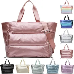 YouNuo Tote Bag for Women, Large Quilted Puffer Tote Bag, Gym Bag, Travel Shoulder Handbag Crossbody for Work Beach Yoga