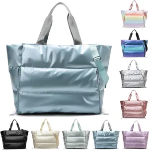 YouNuo Tote Bag for Women, Large Quilted Puffer Tote Bag, Gym Bag, Travel Shoulder Handbag Crossbody for Work Beach Yoga