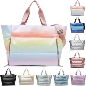 YouNuo Tote Bag for Women, Large Quilted Puffer Tote Bag, Gym Bag, Travel Shoulder Handbag Crossbody for Work Beach Yoga