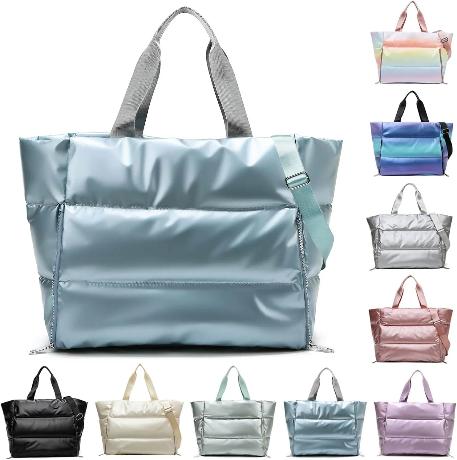 YouNuo Tote Bag for Women, Large Quilted Puffer Tote Bag, Gym Bag, Travel Shoulder Handbag Crossbody for Work Beach Yoga