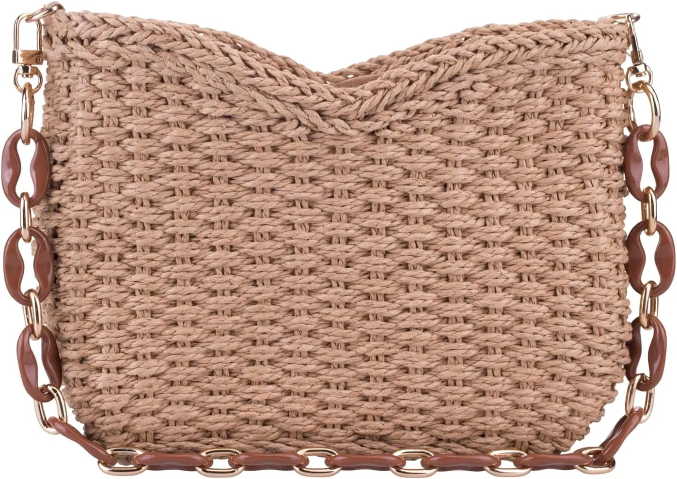 YYW Small Handmade Straw Bag for Women, Natural Summer Beach Shoulder Bag Rattan Crossbody Purse for Women