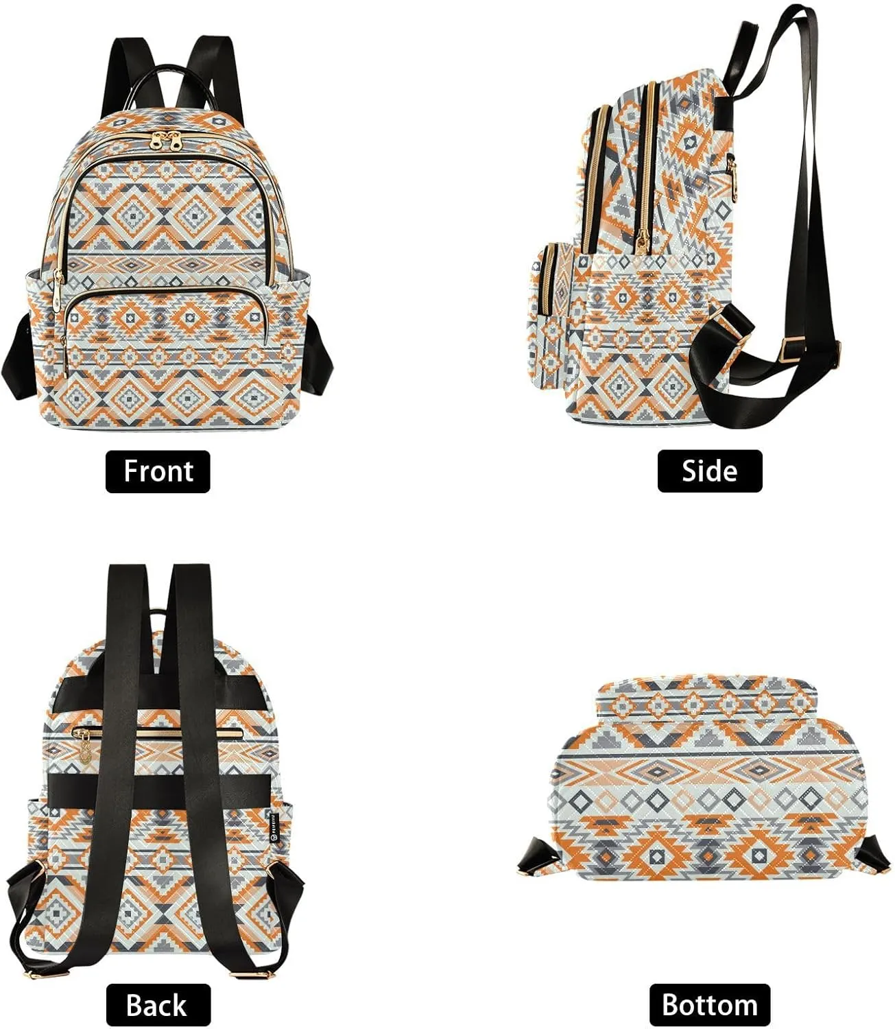 ZAZYXTJ Western Ethnic Boho Aztec Backpack Purse for Women Quilted Mini Fashion Backpacks Lightweight Travel Casual Backpack