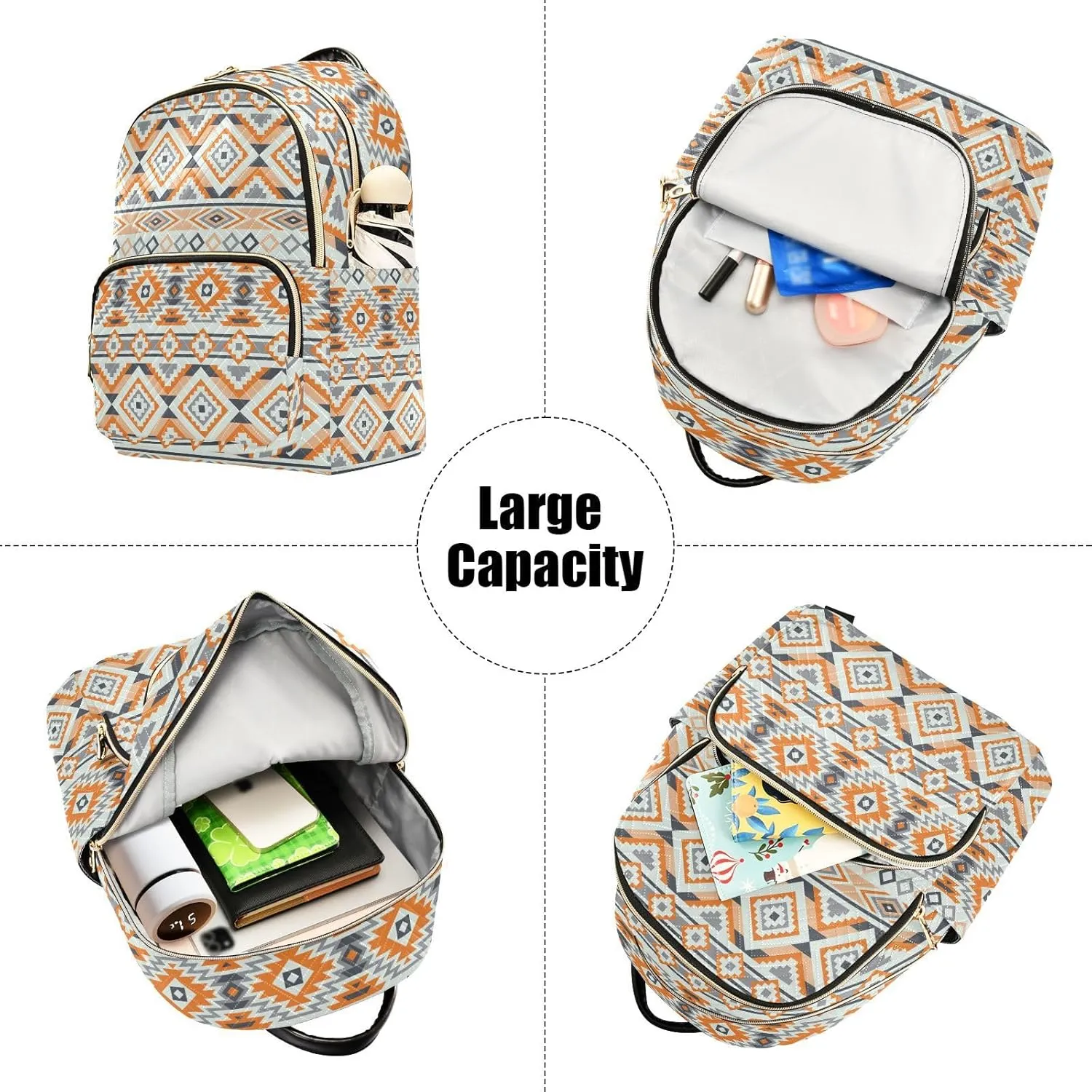 ZAZYXTJ Western Ethnic Boho Aztec Backpack Purse for Women Quilted Mini Fashion Backpacks Lightweight Travel Casual Backpack