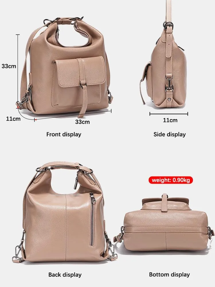 zency Shoulder Bag Purse for Women Convertible Genuine Leather Backpack Tote Handbag Daypack for Work, Travel