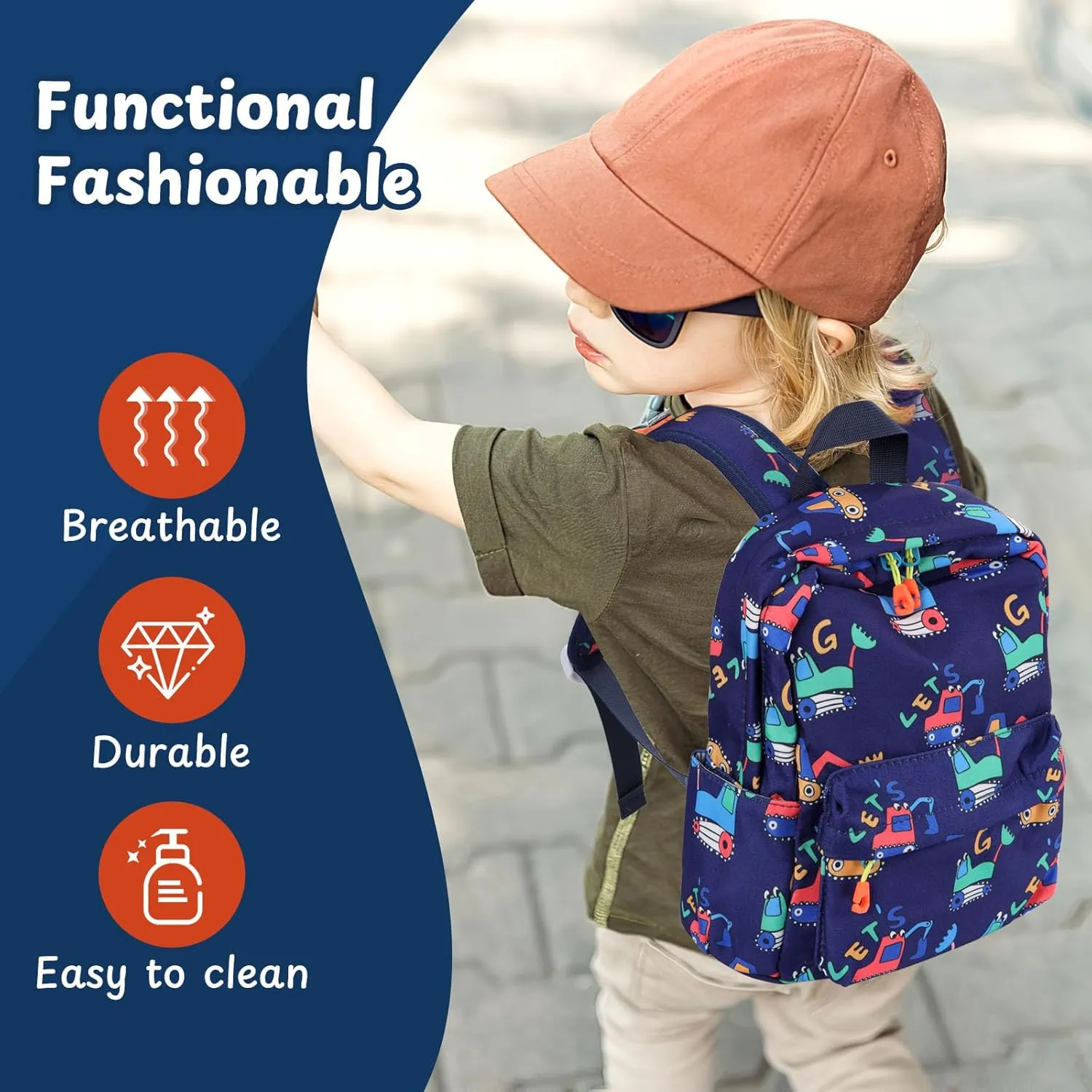 Zicac Toddler Backpack Cute Canvas Preschool Backpacks for Boys Girls, Kids Backpack Perfect for Daycare and Preschool