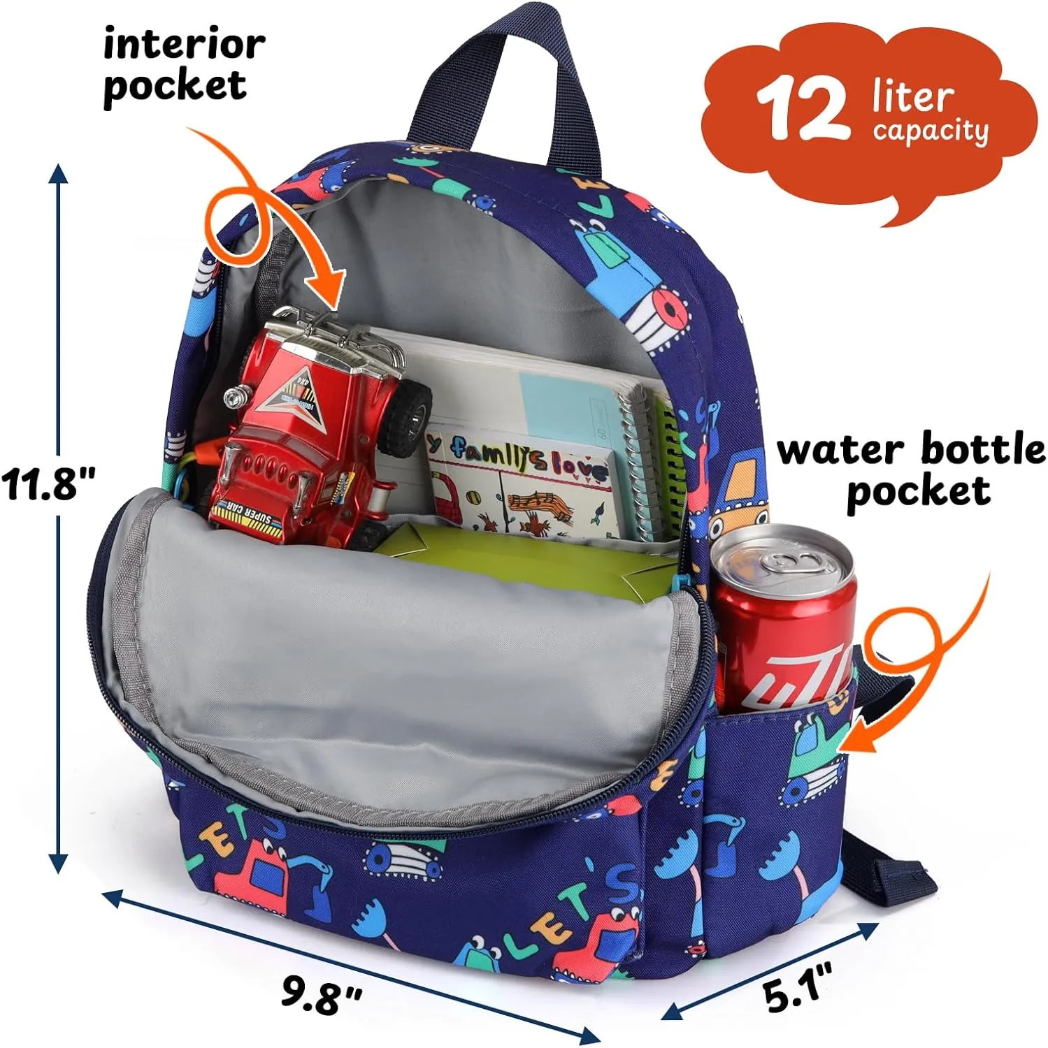 Zicac Toddler Backpack Cute Canvas Preschool Backpacks for Boys Girls, Kids Backpack Perfect for Daycare and Preschool