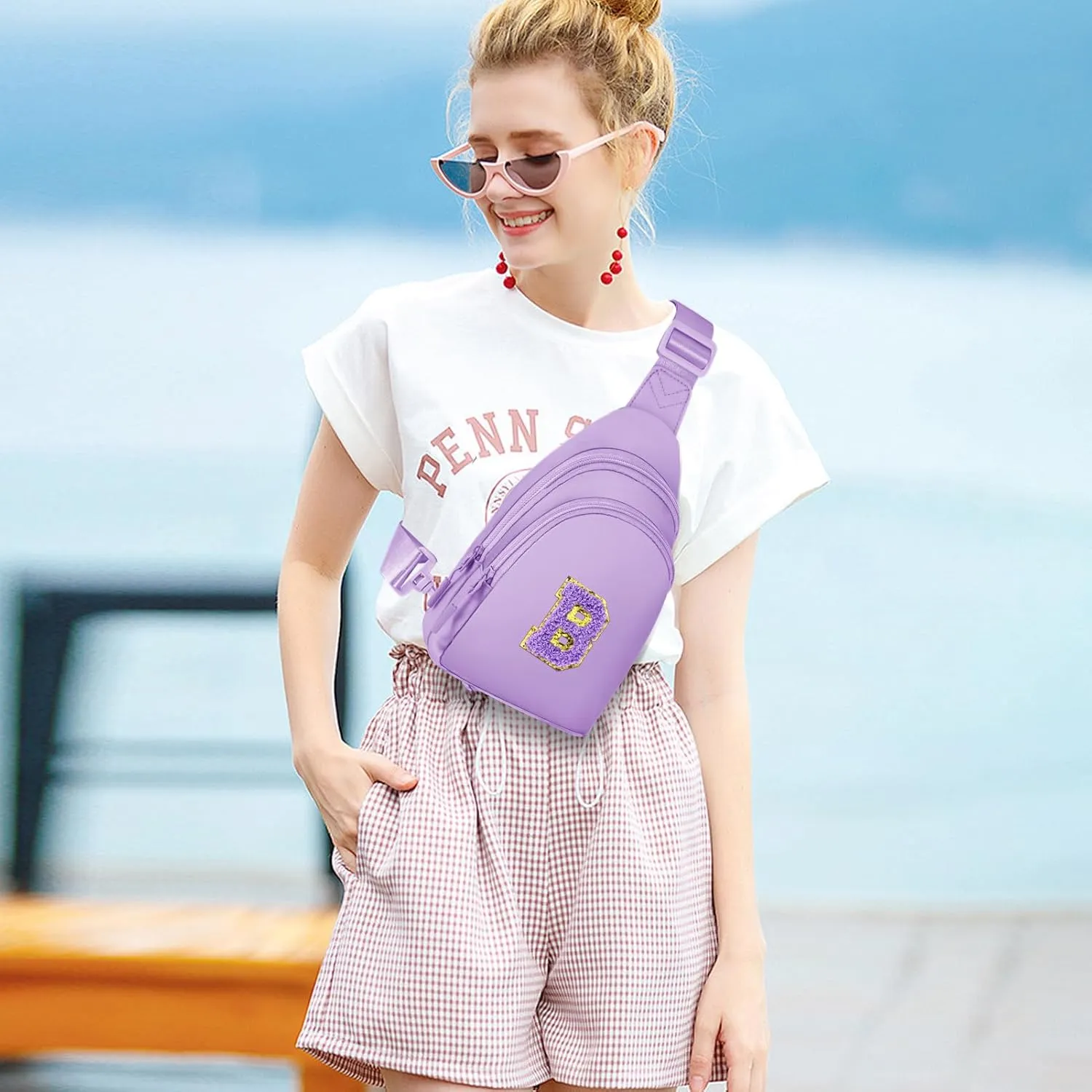 ZLFSRQ Small Initial Sling Bag Crossbody Bag for Women Cute Personalized Letter Chest Bag Fanny Pack Cross Body Purse