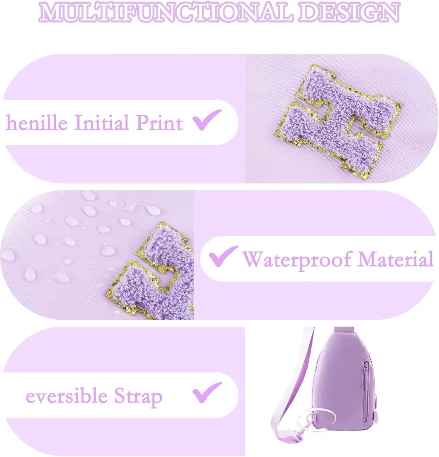 ZLFSRQ Small Initial Sling Bag Crossbody Bag for Women Cute Personalized Letter Chest Bag Fanny Pack Cross Body Purse