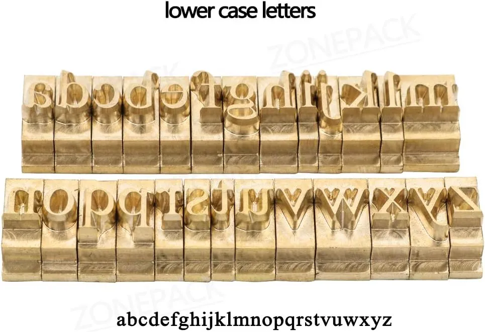 ZONEPACK Stamping Mold Copper Brass Stamping Flexible Letters Numbers Alphabets Symbols Characters Molds CNC Engraving Molds for Hot Foil Stamping Machine (83pcs Time New Roman with Wood Box)